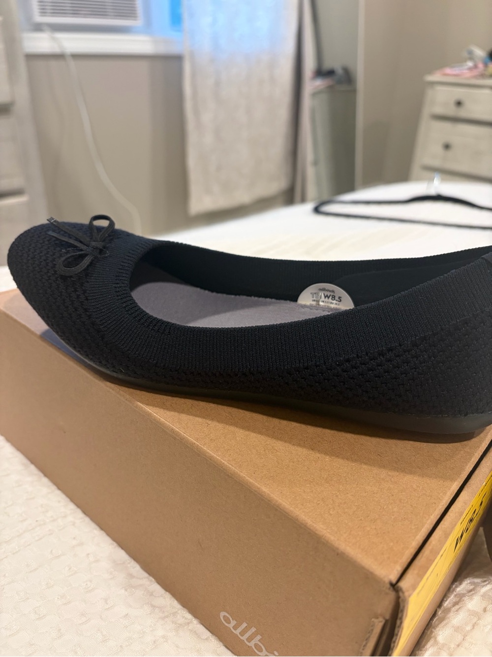 allbirds Black Knit Ballet Flat with Bow - Picture 2 of 3